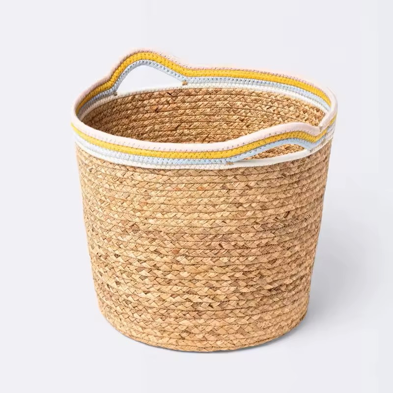 Giỏ lục bình viền dây cotton sắc màu