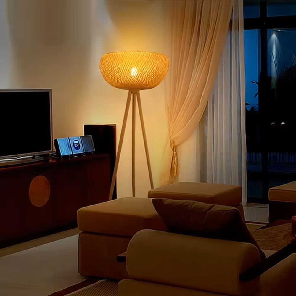 Rattan floor lamp