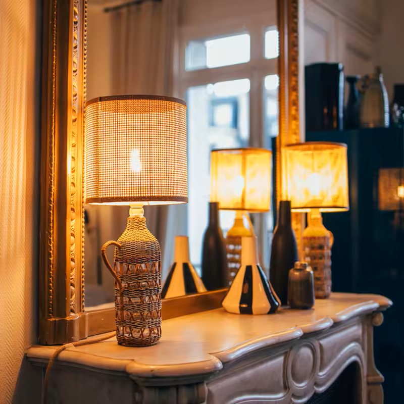 Lighting Fixtures Rattan Table Lamp Mix Seagrass Vase