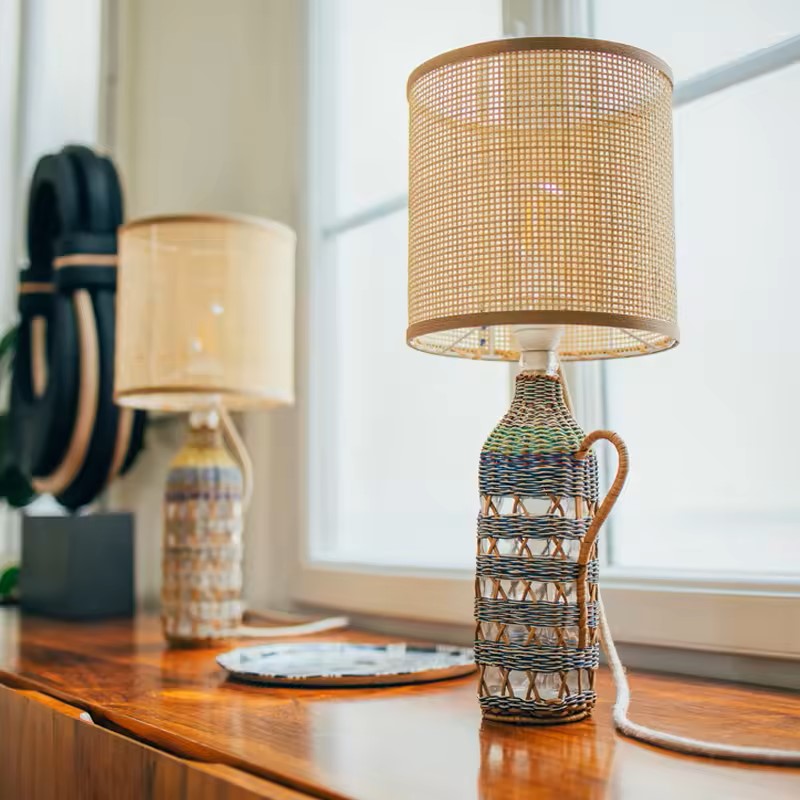 Lighting Fixtures Rattan Table Lamp Mix Seagrass Vase