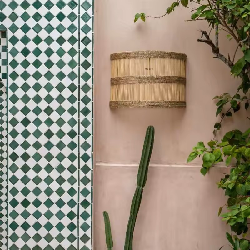 Wall Mount Lamp Rattan Mix Seagrass