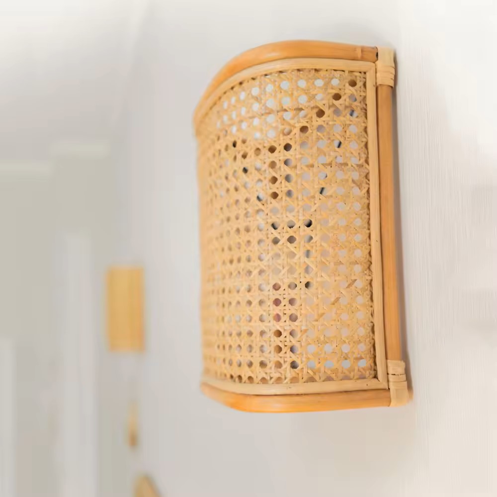 Rattan Wall Lamp Single Light Shade material Rattan