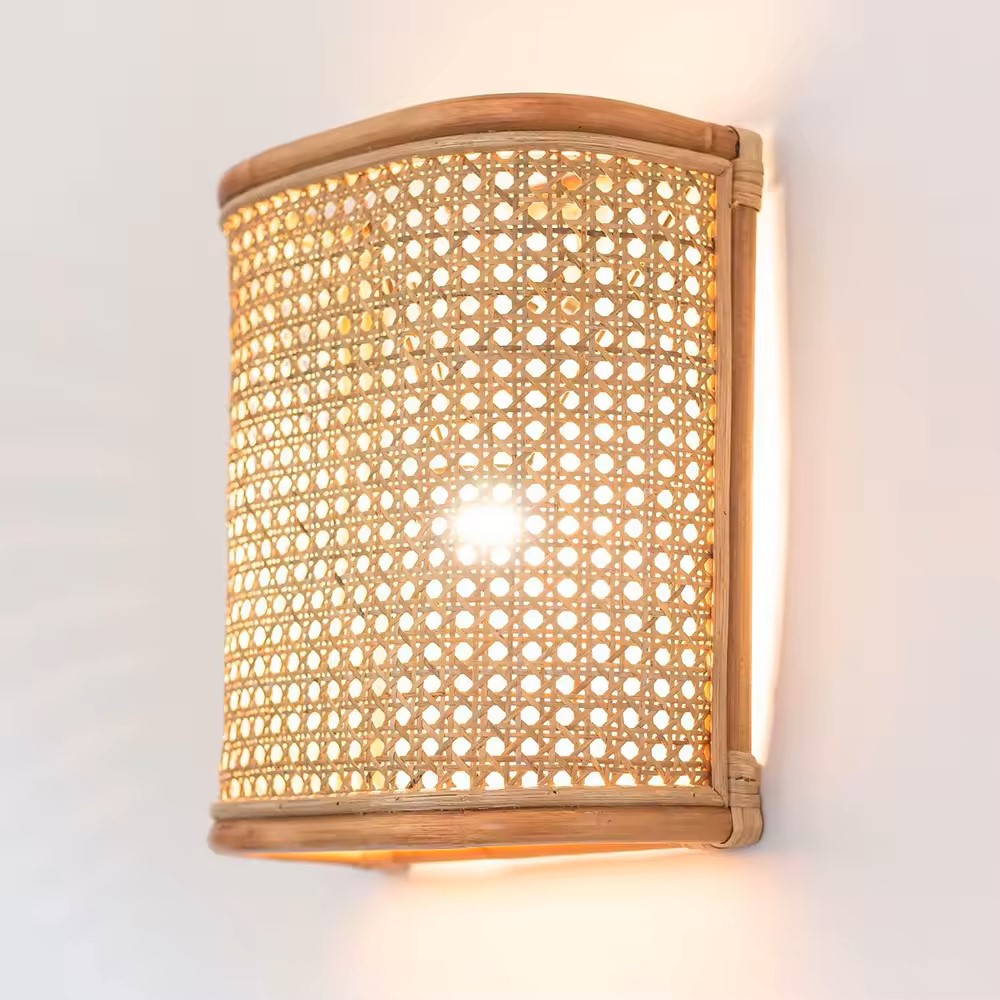 Rattan Wall Lamp Single Light Shade material Rattan