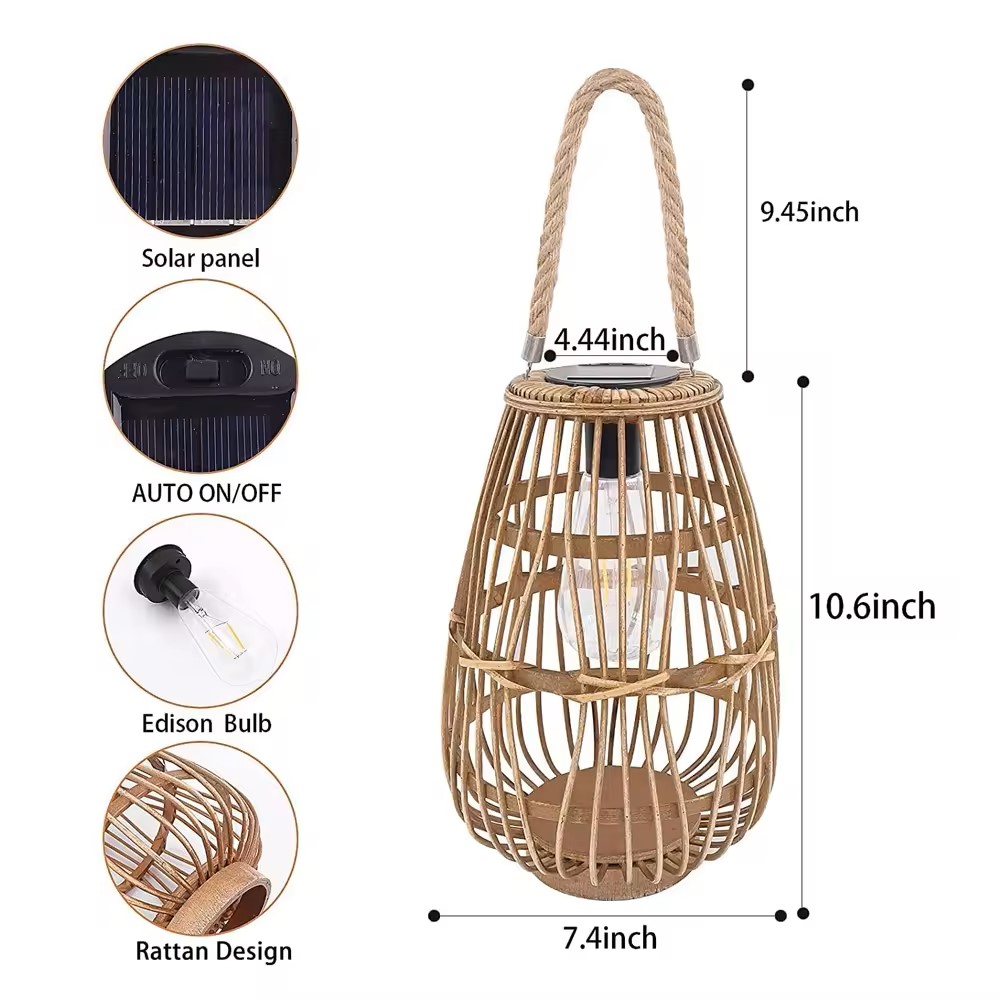 Natural Rattan Solar Garden Lights