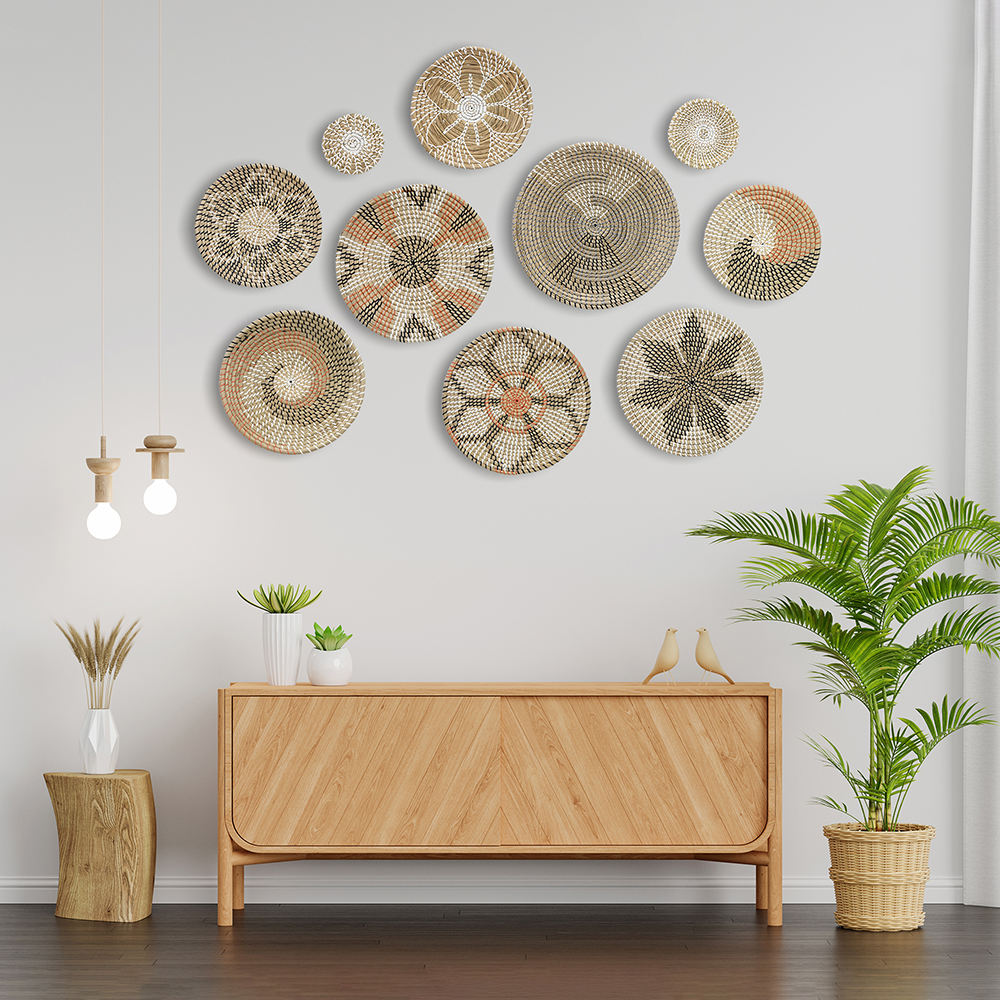 Set of Perfect Seagrass Hanging Wall Art Decor with plastic string
