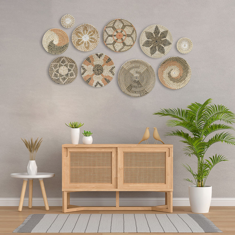 Set of Perfect Seagrass Hanging Wall Art Decor with plastic string